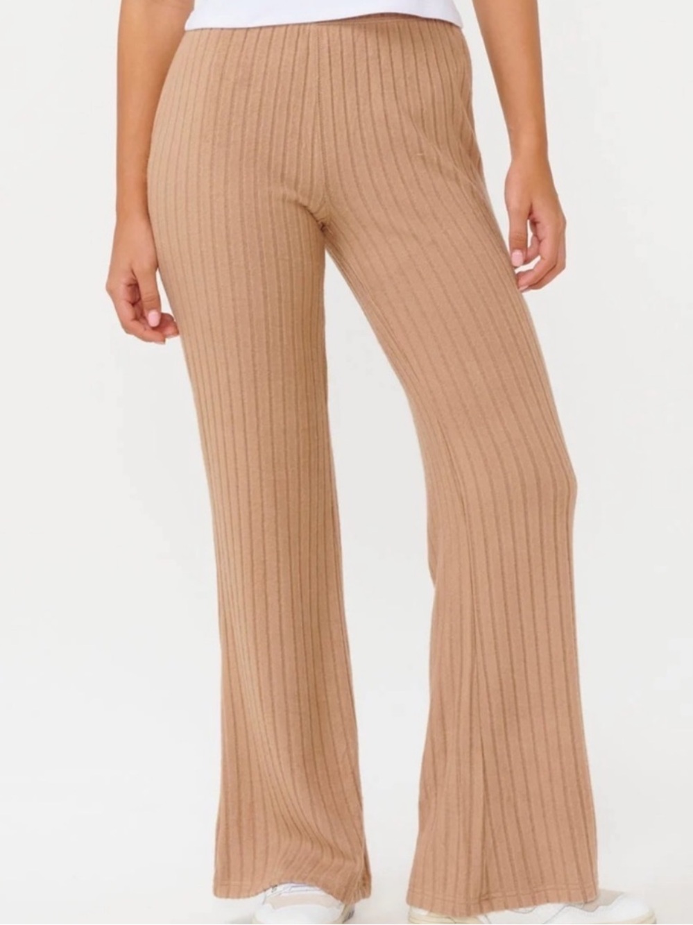 Free People Movement Ribbed Knit Flare Pant Camel